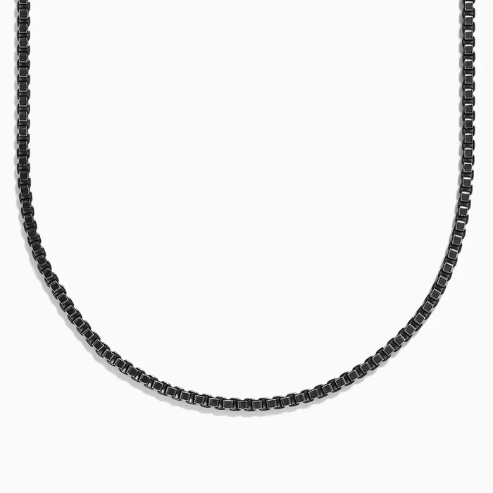 Men’s 925 Sterling Silver Black Rhodium Box Chain Necklace