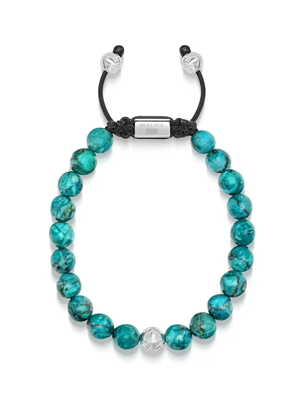 Men’s Beaded Bracelet with Turquoise and Sterling Silver Beads
