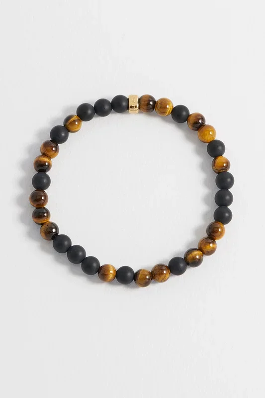 Men’s Black Onyx And Tiger’s Eye Bracelet