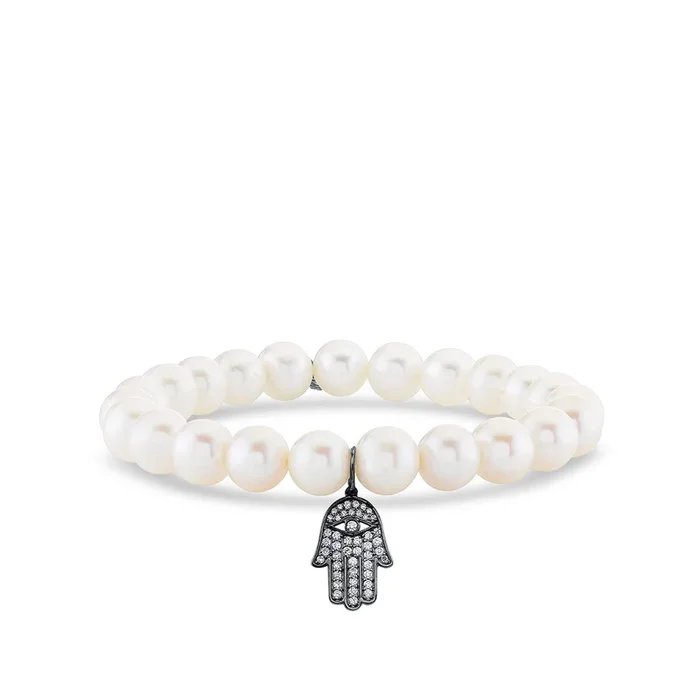 Men’s Collection Black Rhodium & Diamond Hamsa on Pearl