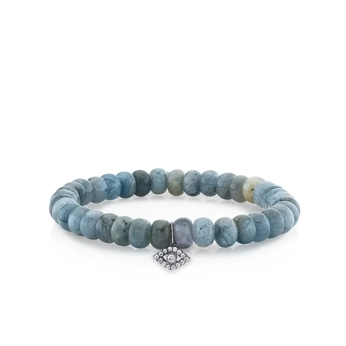 Men’s Collection Black Rhodium & Diamond Medium Bezel Eye on Labradorite