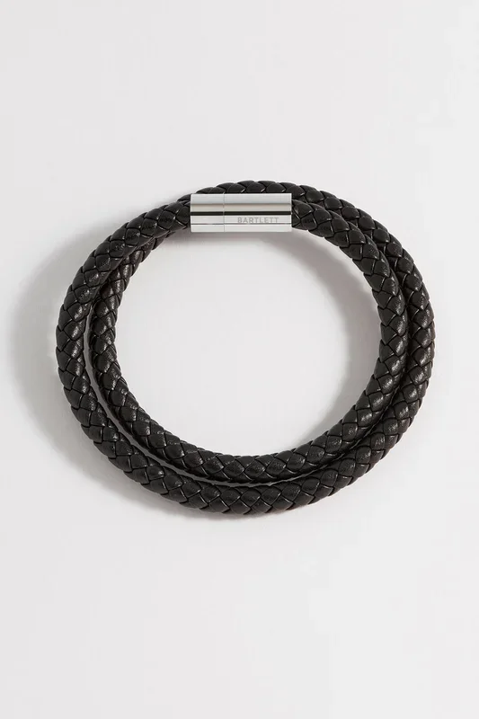 Men’s Leather Double Plaited Wrap Bracelet