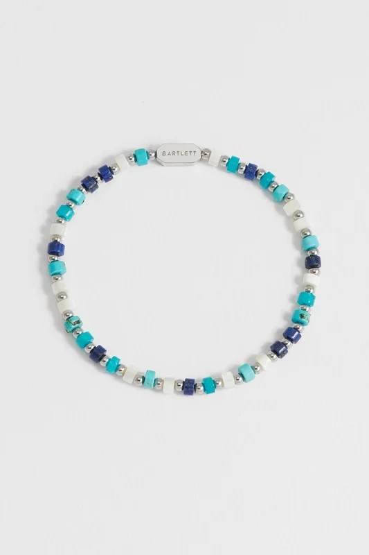 Men’s Mixed Blue Gemstone Rondelle Bracelet