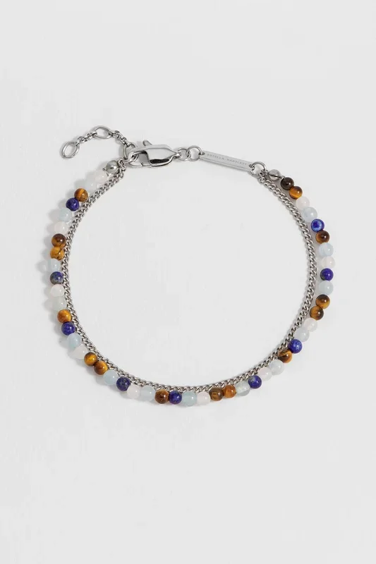 Men’s Mixed Gemstone and Chain Duo Bracelet