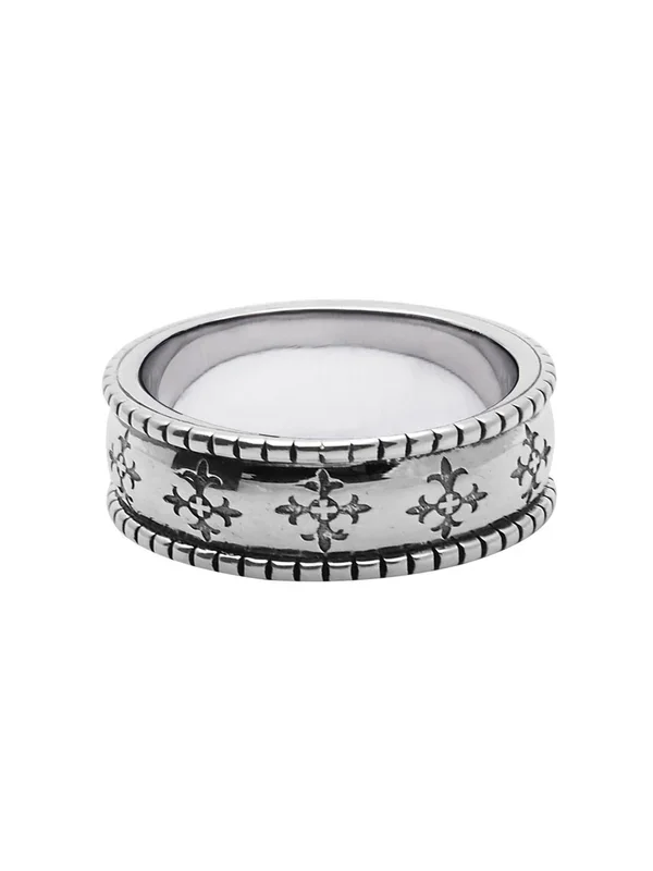 Men’s Silver Cross Patterned Ring