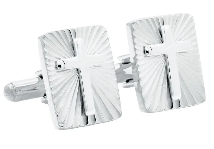 Men’s Stainless Steel Radial Cross Cuff Links