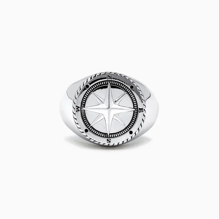 Men’s Sterling Silver Compass Ring