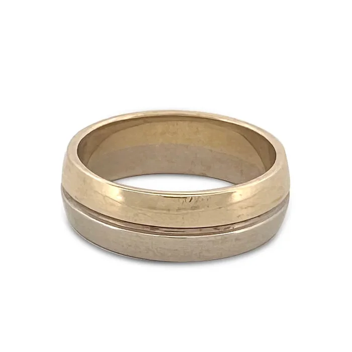 Men’s Two-tone Wedding Band in 14k Yellow and White Gold