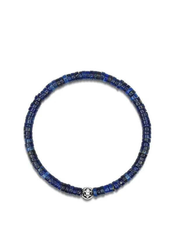 Men’s Wristband with Blue Lapis Heishi Beads and Silver