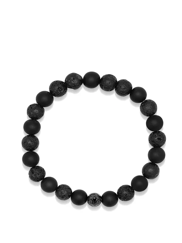 Men’s Wristband with Lava Stone, Matte Onyx and Black Logo Ball