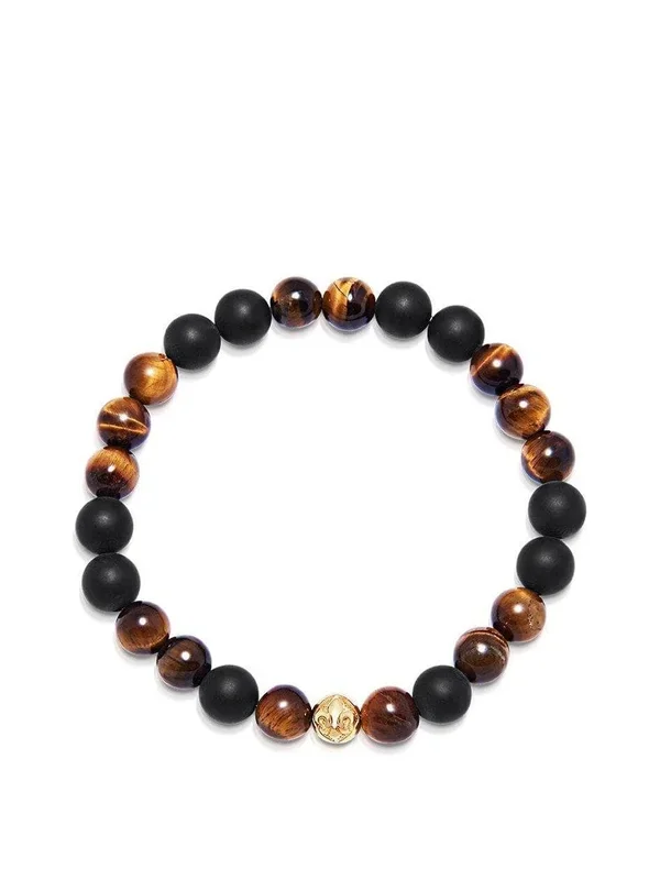 Men’s Wristband with Matte Onyx and Brown Tiger Eye