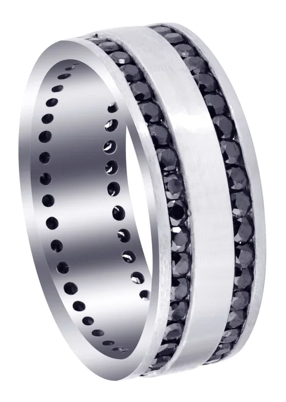 Mens Black Wedding Band | 1.6 Carats | Satin / High Polish Finish (Orion)