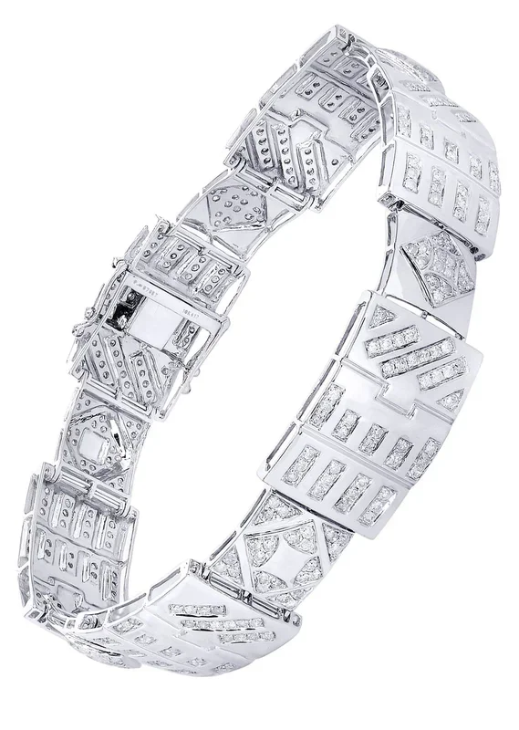 Mens Diamond Bracelet White Gold| 4.28 Carats| 32.37 Grams