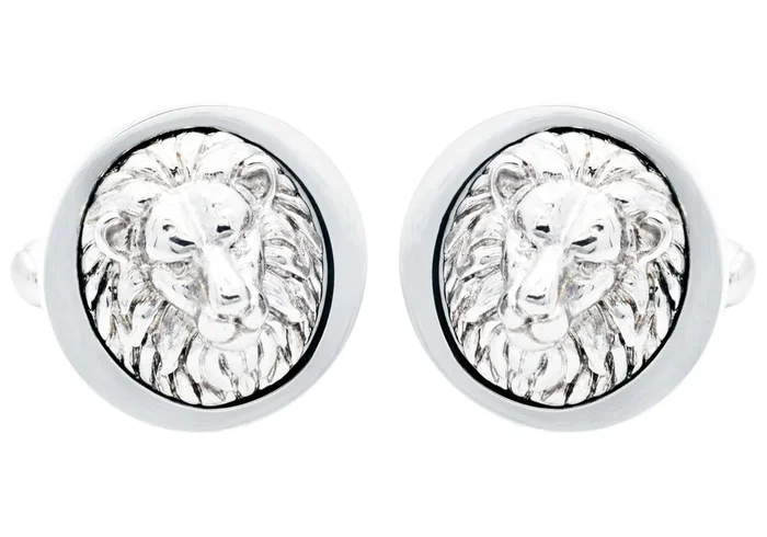 Mens Lion’s Head Stainless Steel Cuff Links