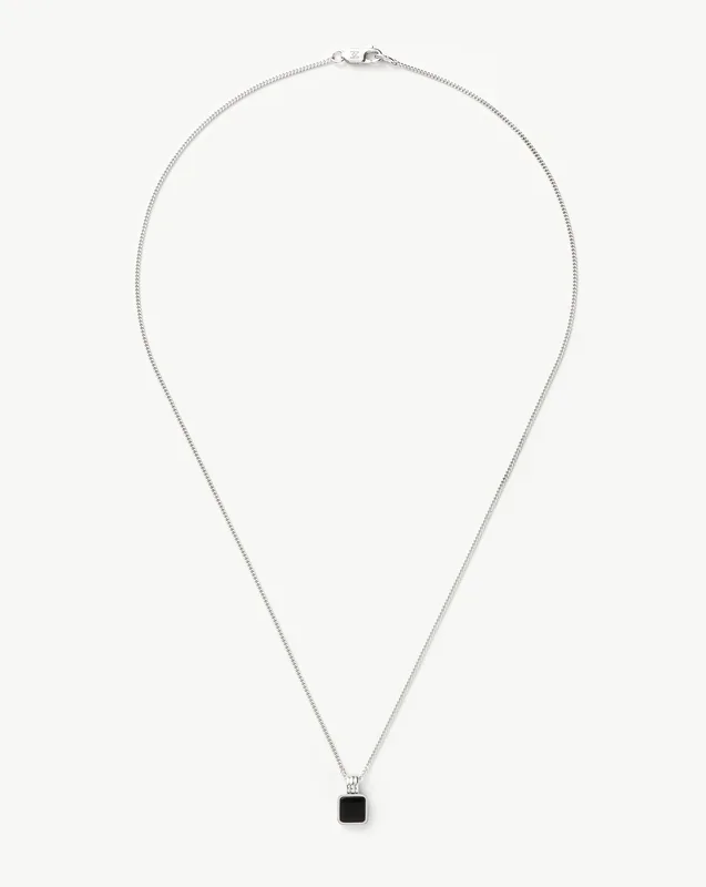 Mens Lucy Williams Square Black Onyx Pendant Necklace