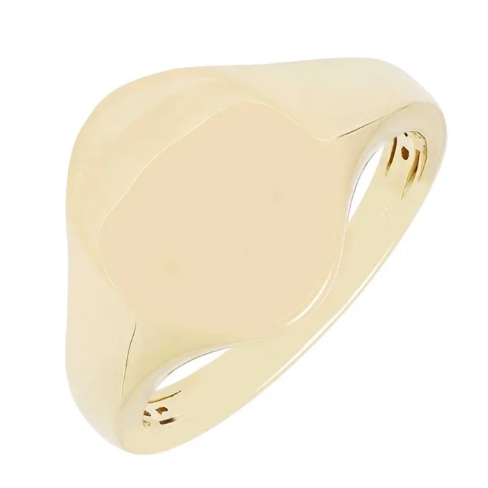 Mens Oval Signet Ring in 14kt Yellow Gold