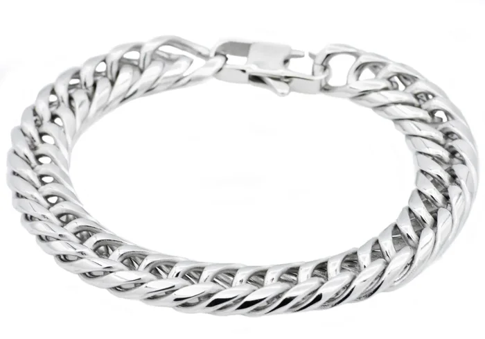 Mens Stainless Steel Double Cuban Link Chain Bracelet