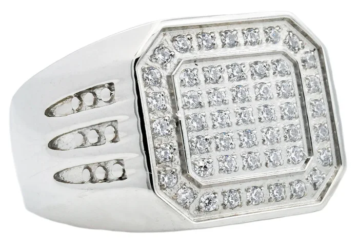 Mens Stainless Steel Ring With Cubic Zirconia