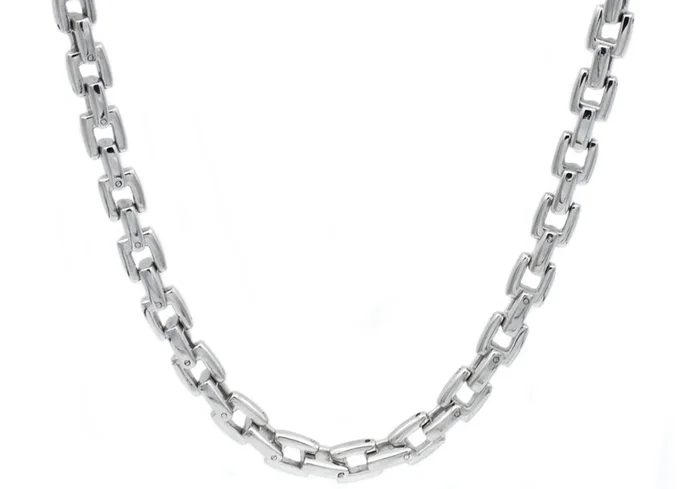 Mens Stainless Steel Square Link Chain Necklace