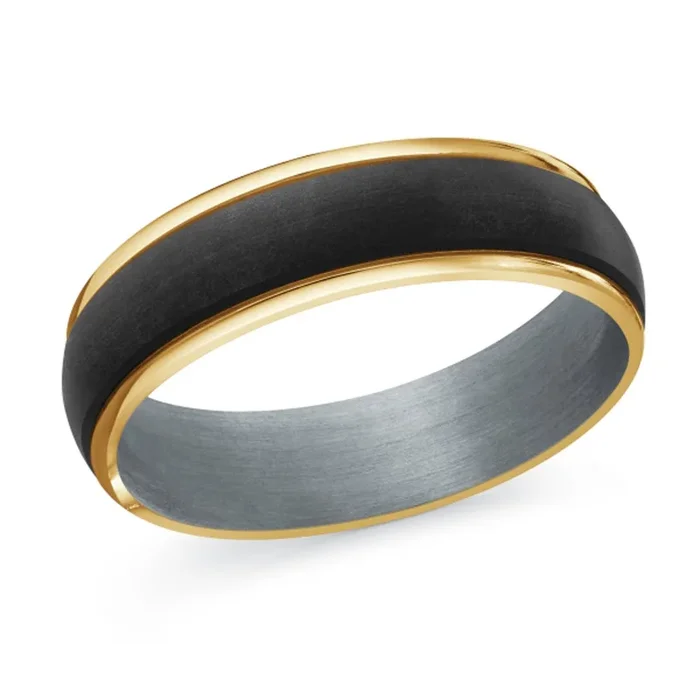 Mens Wedding Band in 14kt Yellow Gold and Tantalum (6mm)