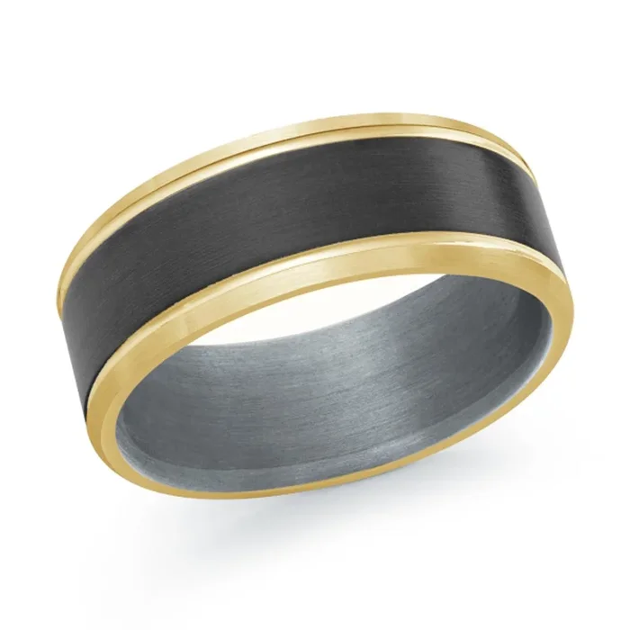 Mens Wedding Band in 14kt Yellow Gold and Tantalum (8mm)