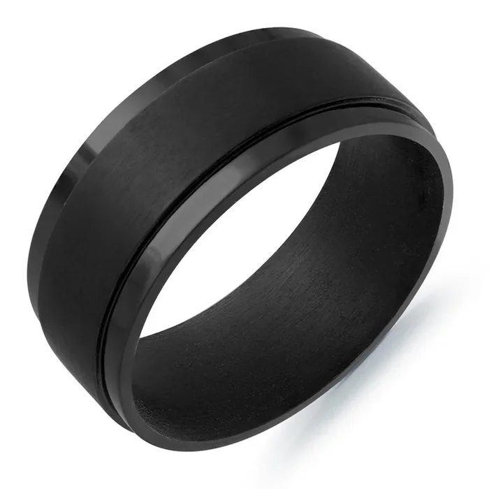 Mens Wedding Band in Black Tantalum (9mm)