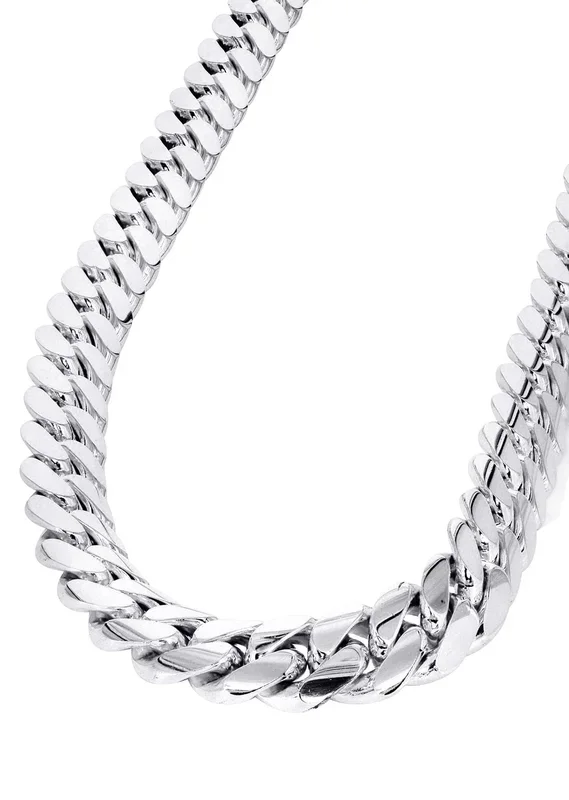 Mens White Gold Chain – Solid Miami Cuban Link 10K/14K Gold