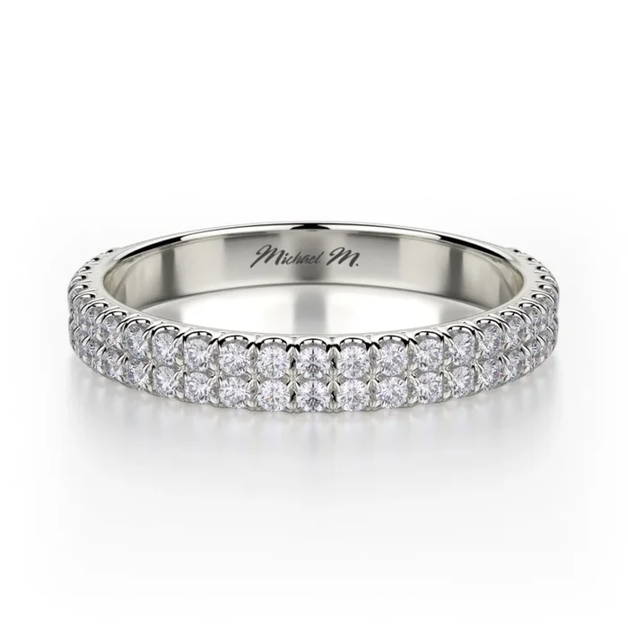 Michael M 18W Two Row Pave Set Band