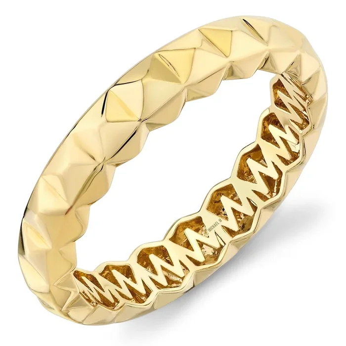 MICHAEL M. Yellow Gold 4.8mm Geometric Design Band