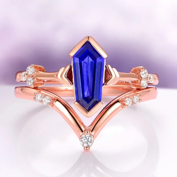 Midnight Blue Sapphire Ring Set in 14K Rose Gold Vermeil