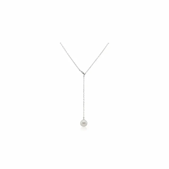Mikimoto White Gold Akoya Pearl and Diamond Necklace