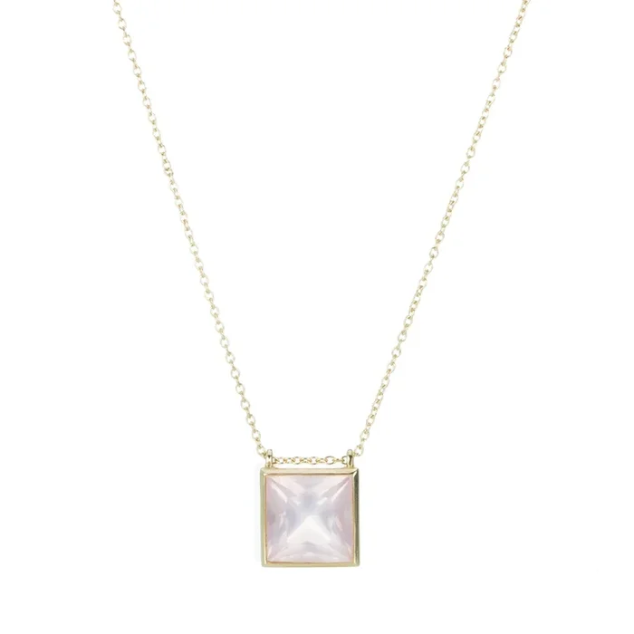 Milky Rose Quartz Solitaire Necklace