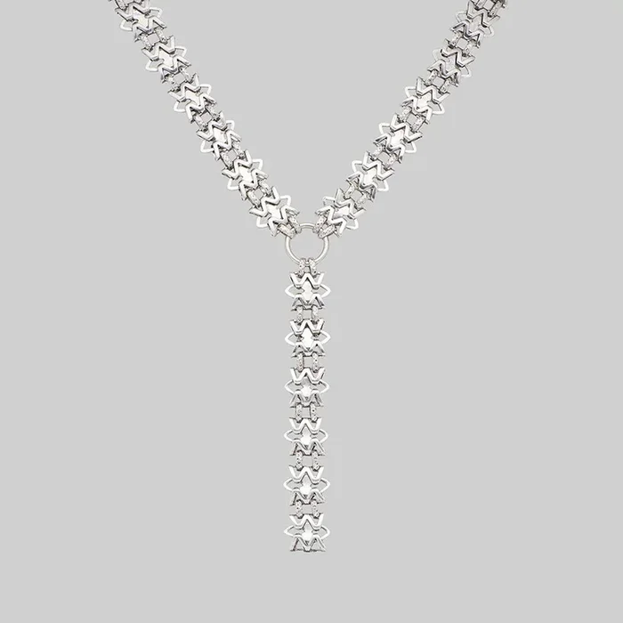 MIMI. Statement Lariat Chain – Silver