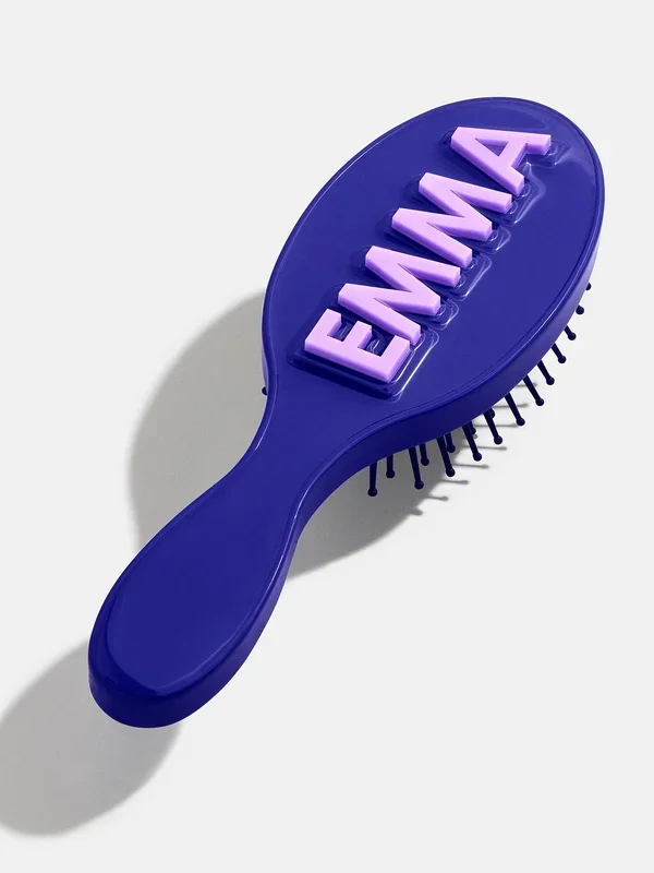 Mini Block Font Custom Hair Brush – Navy/Light Purple