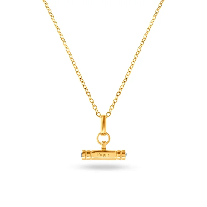 Mini Custom Stamped T-Bar Necklace (Gold)