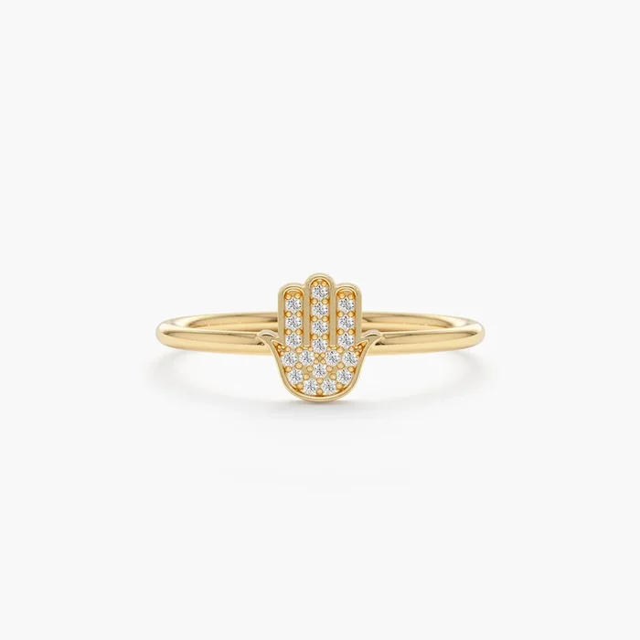 Mini Diamond Hamsa Ring, Heidi