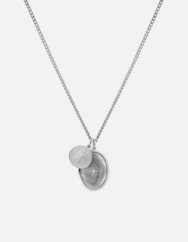 Mini Dove Necklace, Sterling Silver/Gray