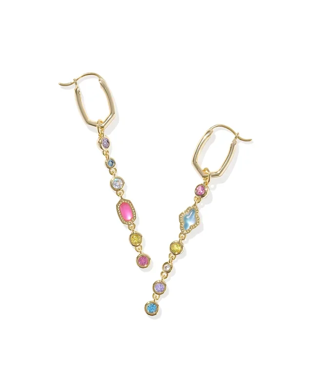 Mini Elisa Abbie Huggie Earrings in Gold & Multi Mix