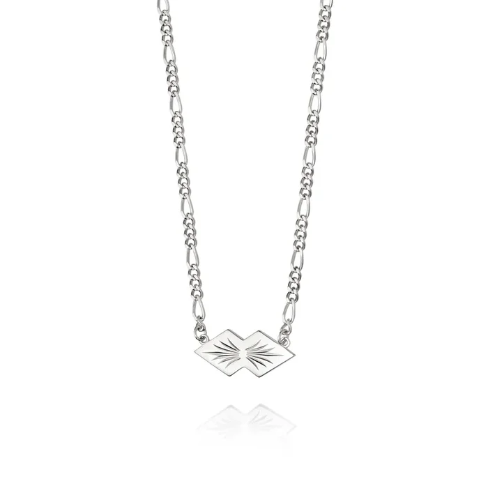 Mini Engraved Leaf Necklace Sterling Silver