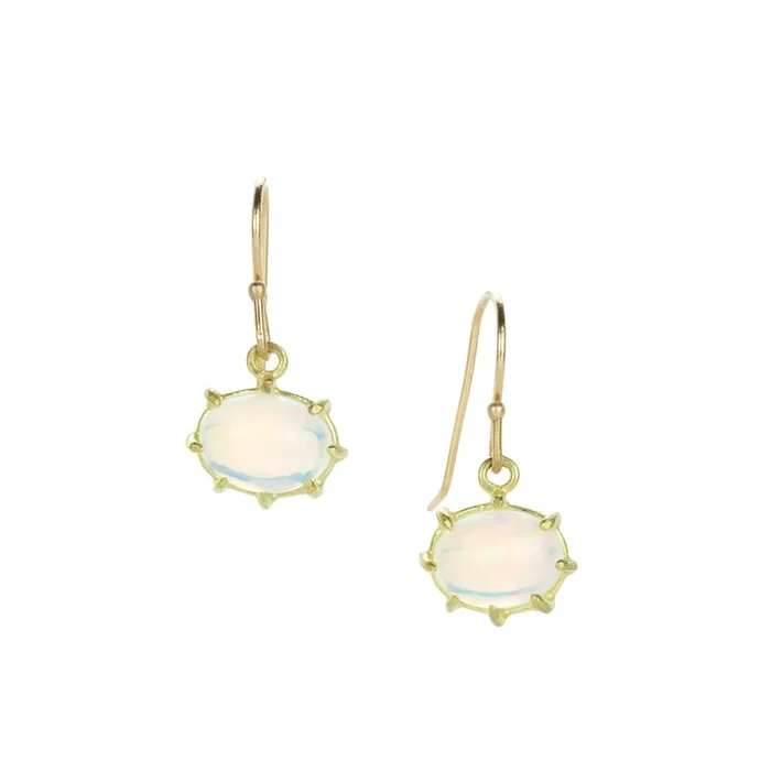 Mini Oval Opal Drop Earrings