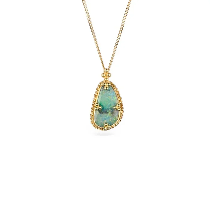 Mint Green Boulder Opal Necklace