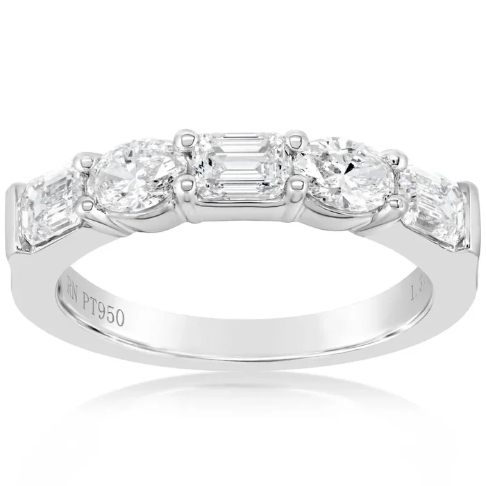 Mixed Diamond Platinum Wedding Band