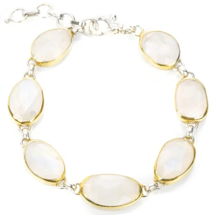 Mixed Metal Rainbow Moonstone Bracelet