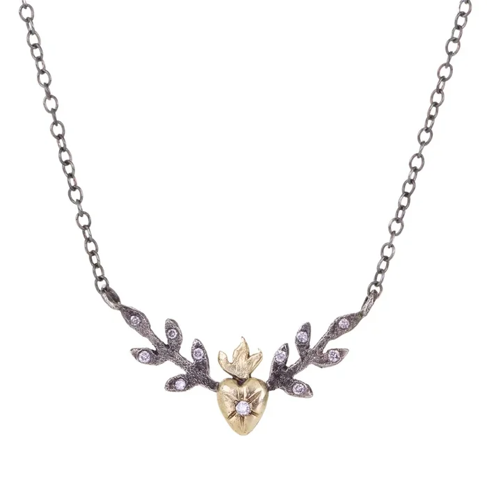 Mixed Metal Sacred Heart Necklace