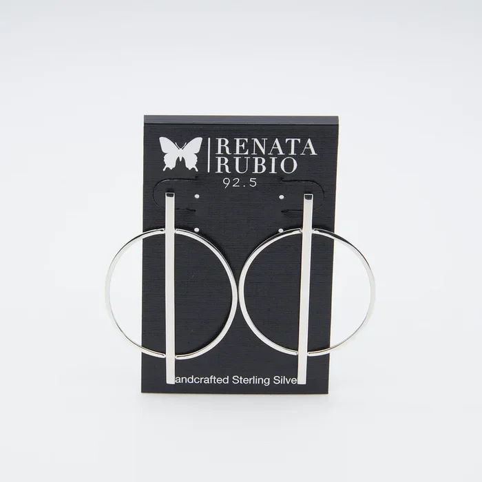 Modern Line & Circle Sterling Silver Earrings