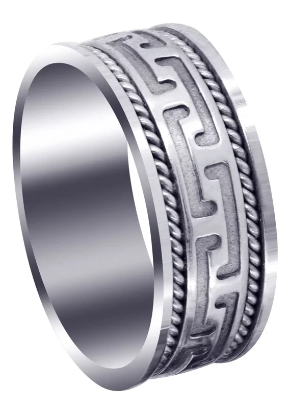 Modern Mens Wedding Band | Sand Blast / High Polish Finish (Jayce)