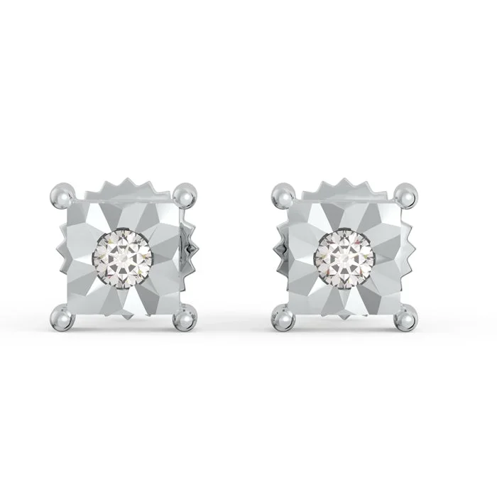 Modern Solitaire 925 Sterling Silver Lab Grown Diamond Stud Earrings
