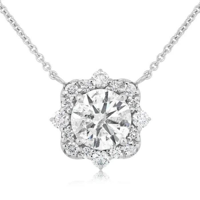Modified Halo Diamond Fashion Pendant Necklace