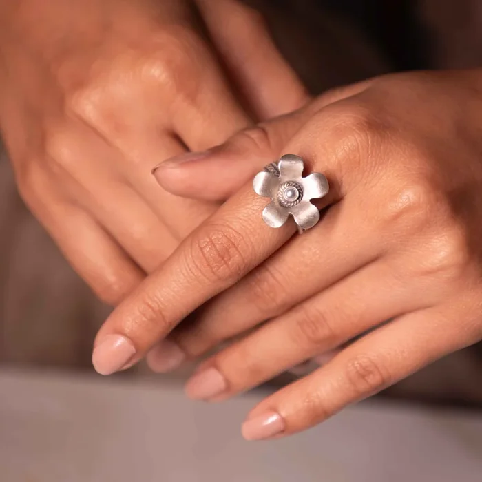 Moh Pearl Studded Flower Ring