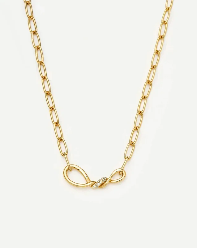 Molten Snow Paperclip Chain Necklace | 18ct Gold Plated/Cubic Zirconia